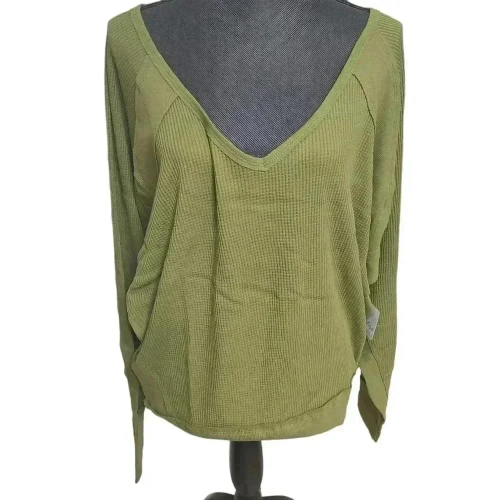 Free People Santa Clara Rib Knit Waffle Thermal Top